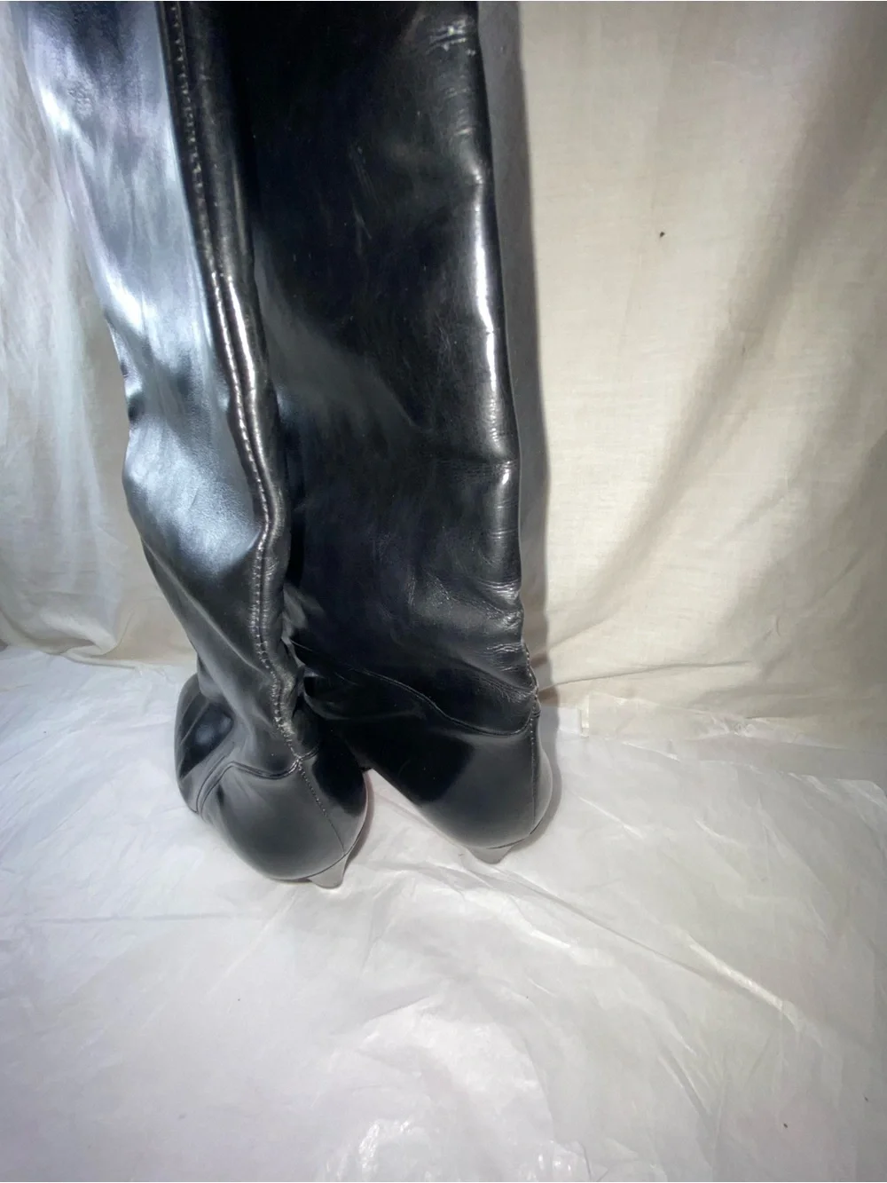Maxime Black Over-the-Knee Leather Boots 37.5